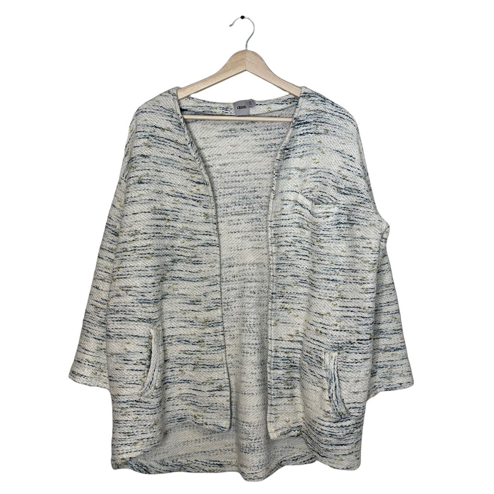 ASOS Metallic Thread Tweed Open Cardigan Sweater with Pockets